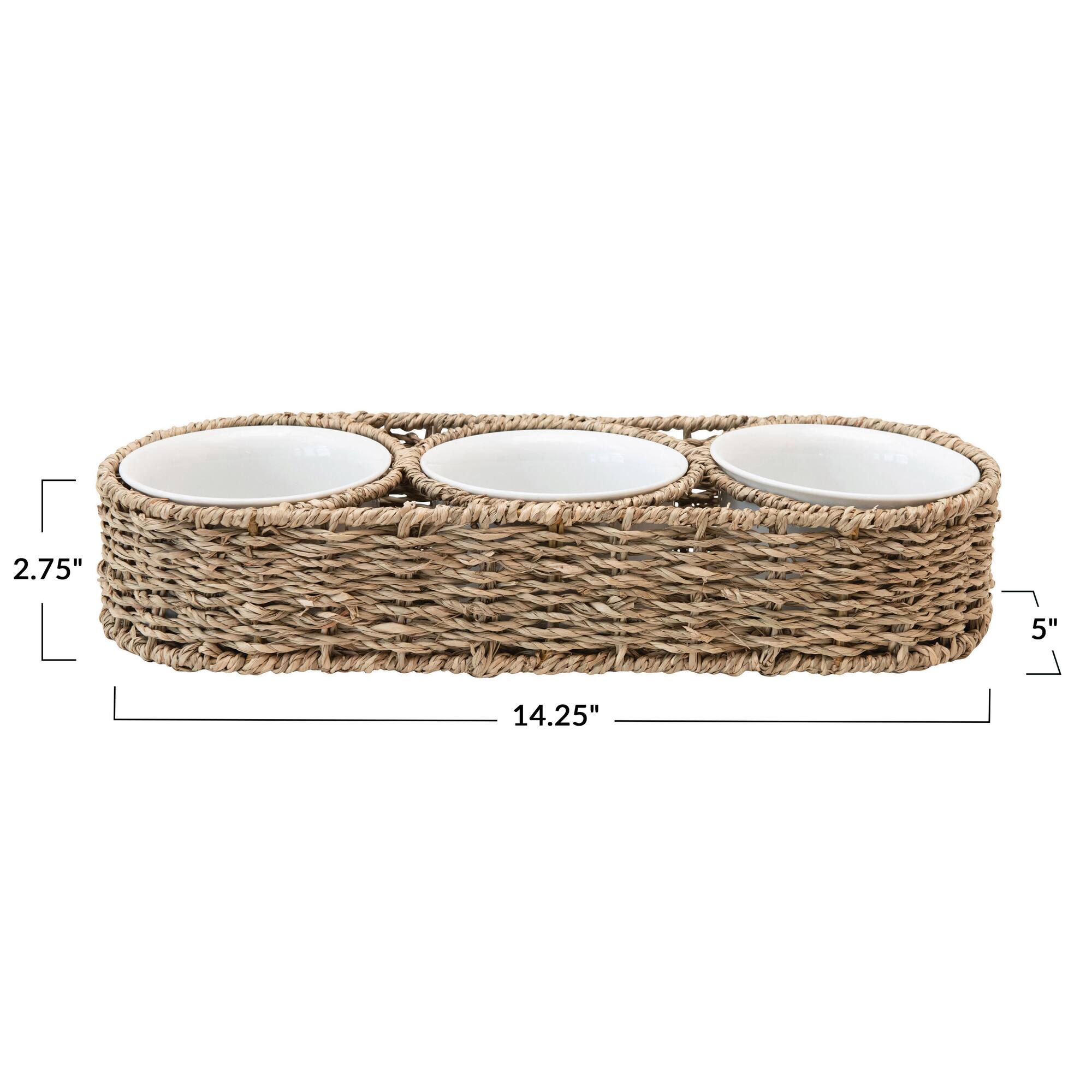 Hello Honey® Hand-Woven Seagrass Basket & Ceramic Bowls Set